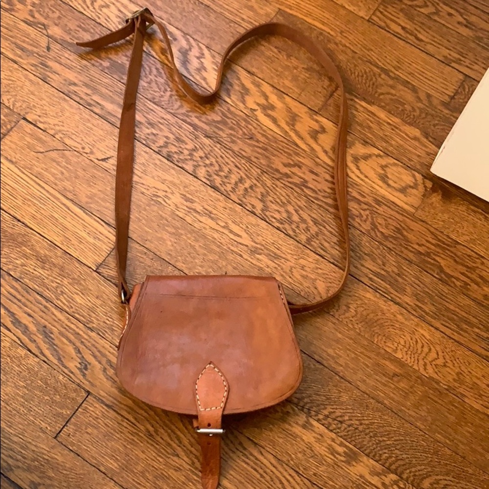Brown leather crossbody purse